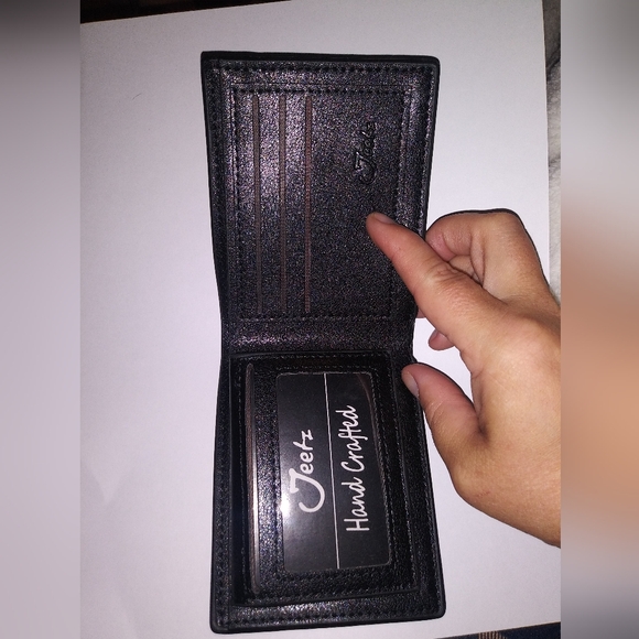 NIB Handcrafted black faux leather wallet. - Picture 3 of 5